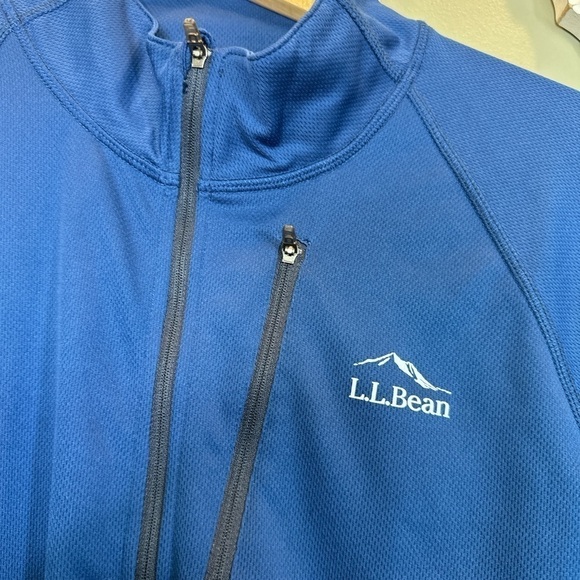LL Bean Ridge Runner Pullover Jacket Mens Medium Blue 1/4 Zip Slightly Fitted - Picture 2 of 6